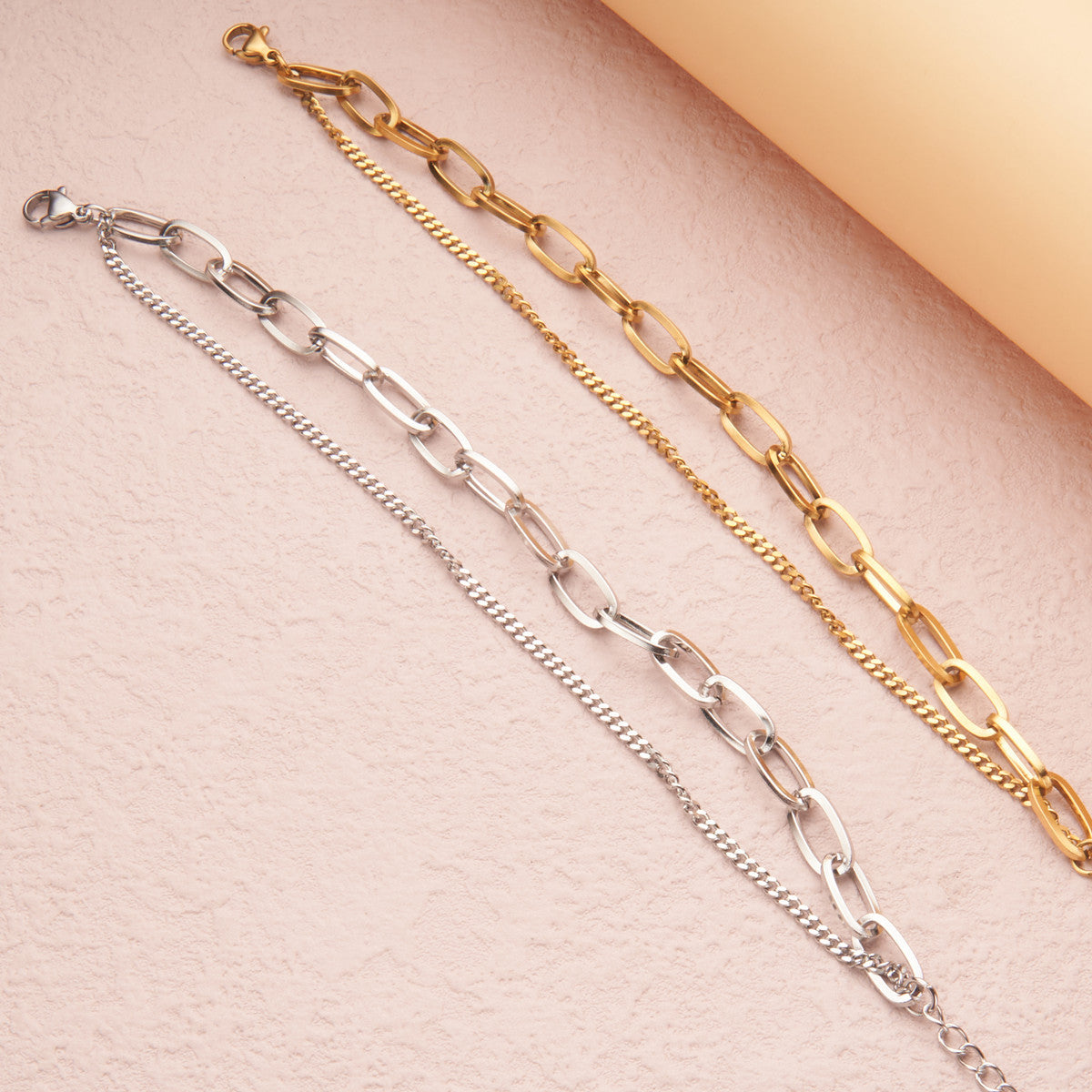 Wholesale 18K Gold Cuban Stainless Steel Bracelets Double Bracelet ACC-BT-YiZ001