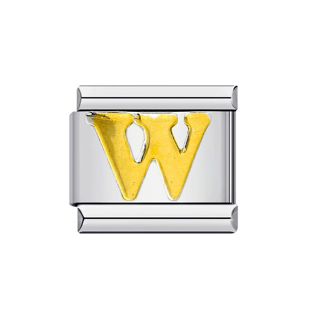 Wholesale Italian Charm Bracelet 9mm DIY Splicing Removable Gold Plated English Letters Stainless Steel Composable Bracelet