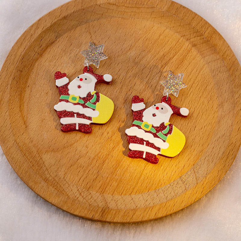 Wholesale Christmas Acryllic Card Claus Santa Earrings ACC-ES-MDD069