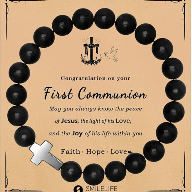 Wholesale 5pcs Natural Stone Beaded Bracelet Cross