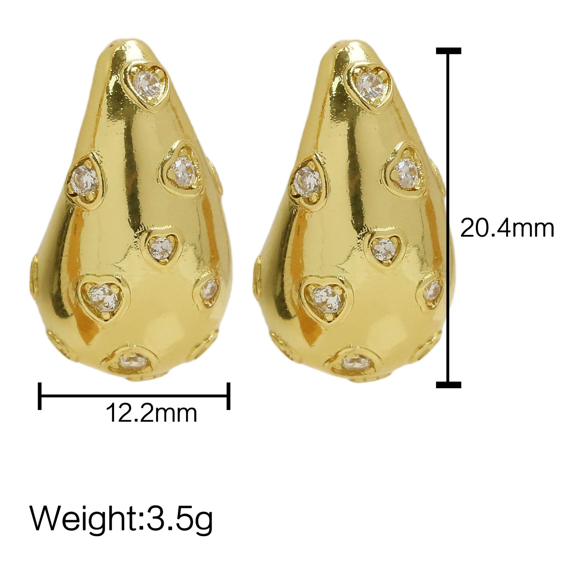 Wholesale  18k Brass Zircon Water Drop Earrings Color Zirconium Fashion Earrings