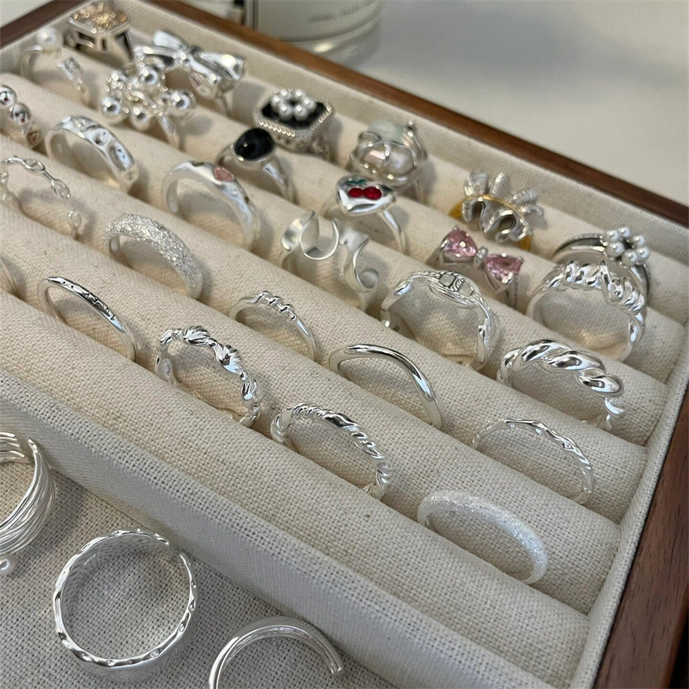 Wholesale 925 Silver Vintage Pearl Bow Plain Ring ACC-RS-Yues004