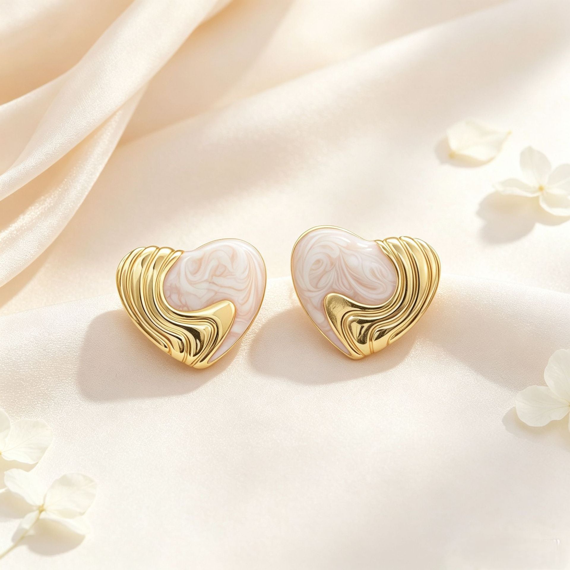 Wholesale Electroplated Stainless Steel Heart Enamel Drop Earrings Women' s Stylish European Fashion Jewelry Gift Boutique Resale