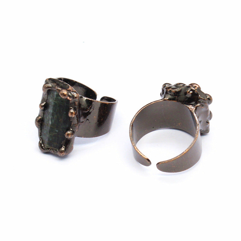Wholesale  crystal jewelry  retro personality natural agate hole ring