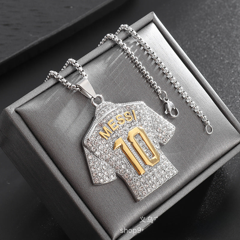 Wholesale   gold-plated diamond football pendant necklace
