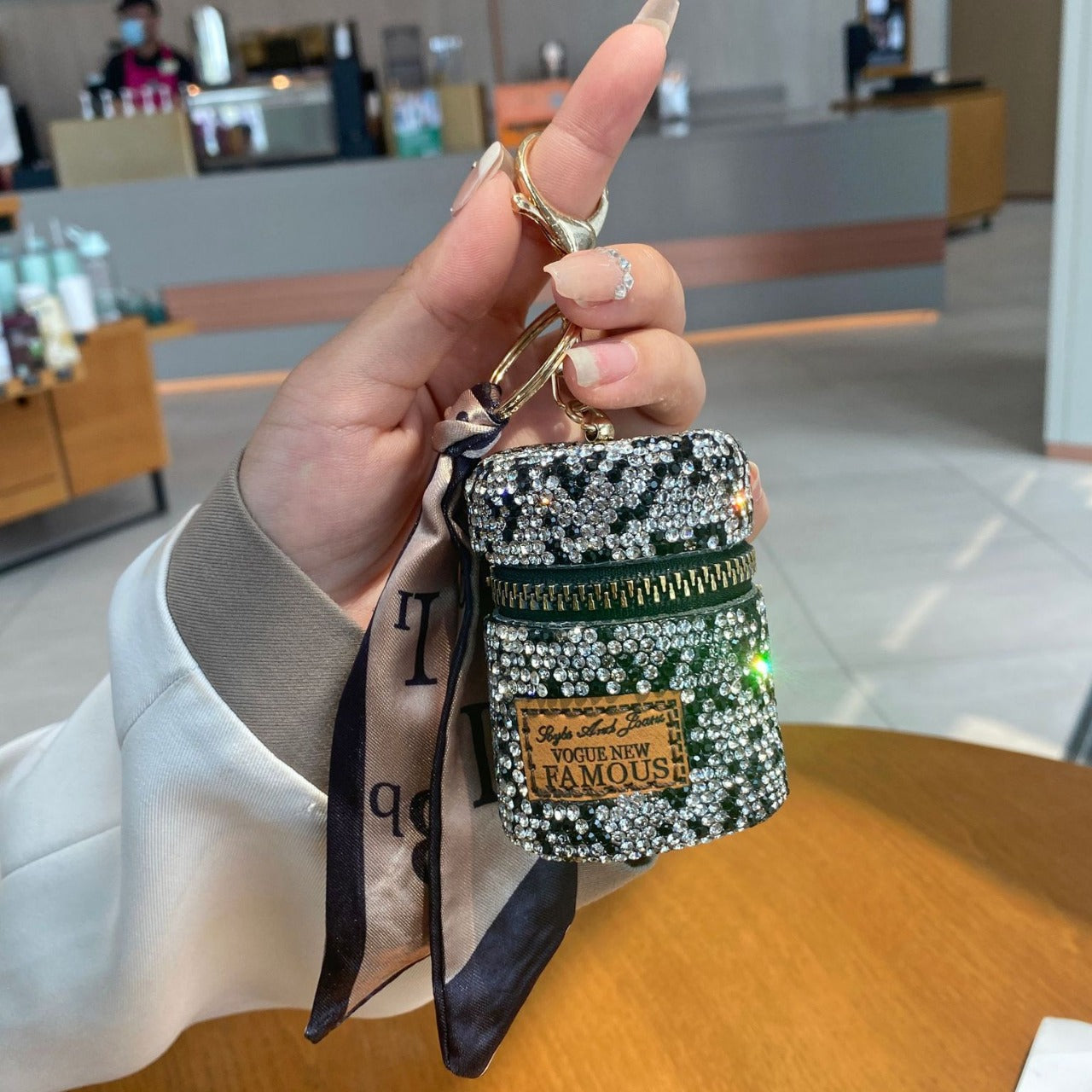 Wholesale Mini Rhinestone Earphone Bag, Zero Wallet, Light Luxury Style Keychain ACC-KC-JY001