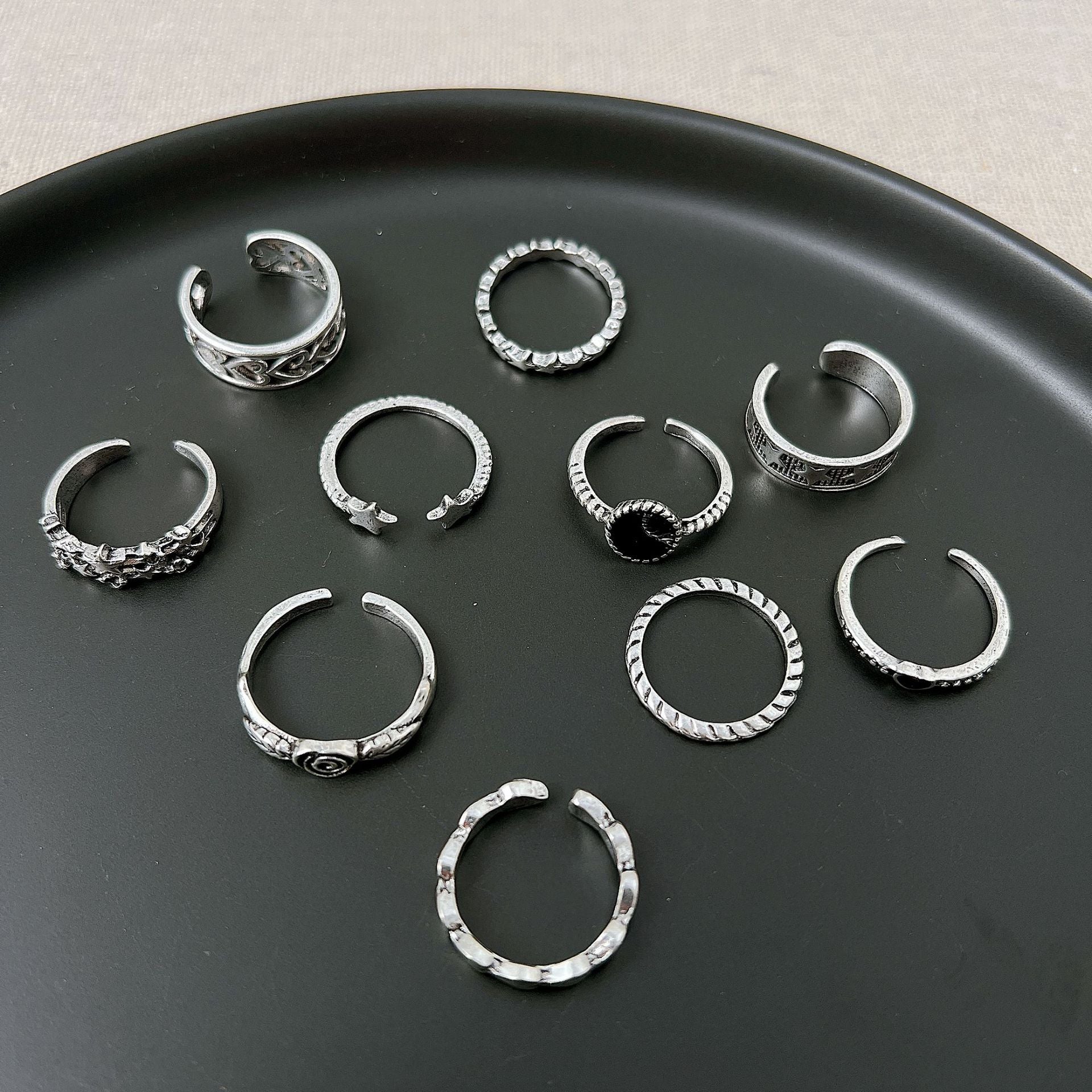 Wholesale Vintage Heart Rose Star Ring 5-Piece Set