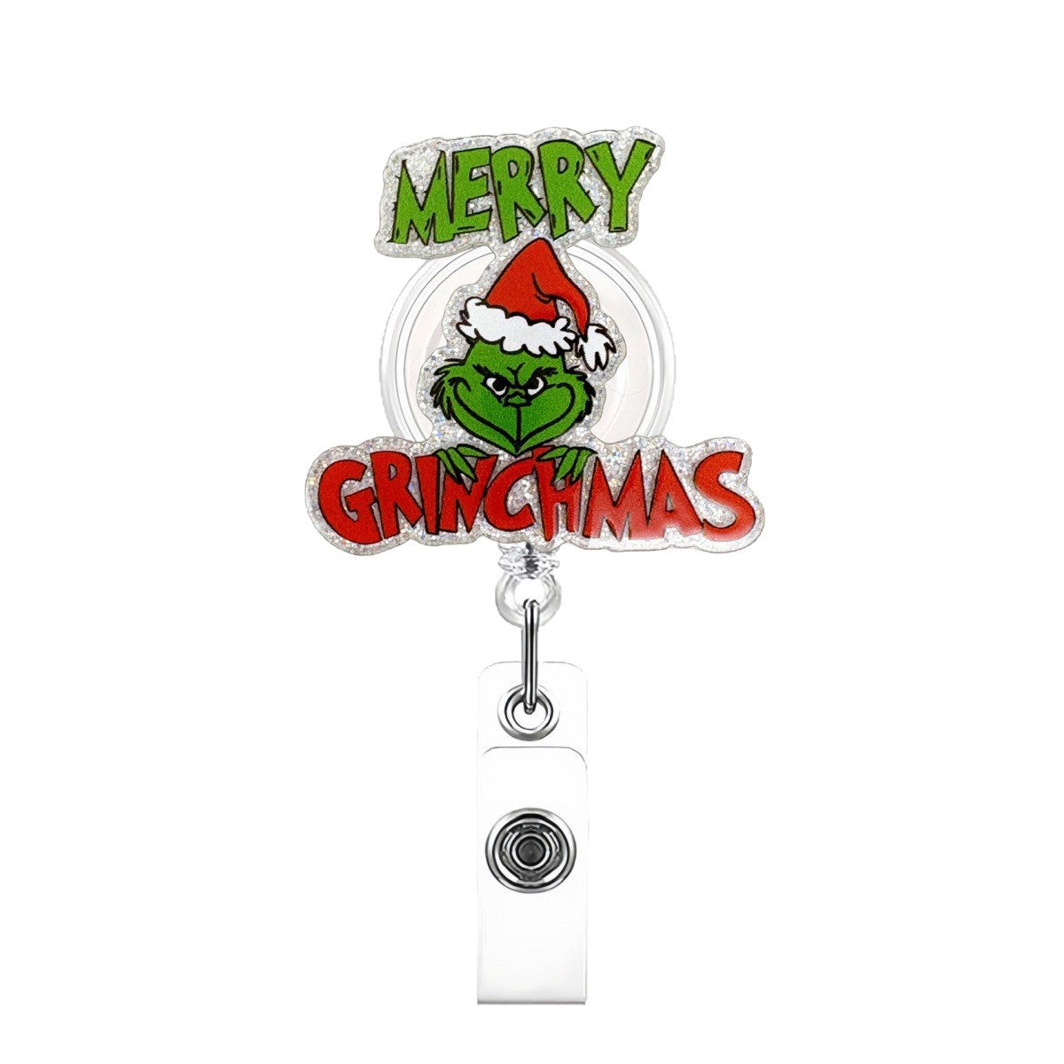 Wholesale easy-pull snap fastener acrylic Christmas green monster Badge Reels