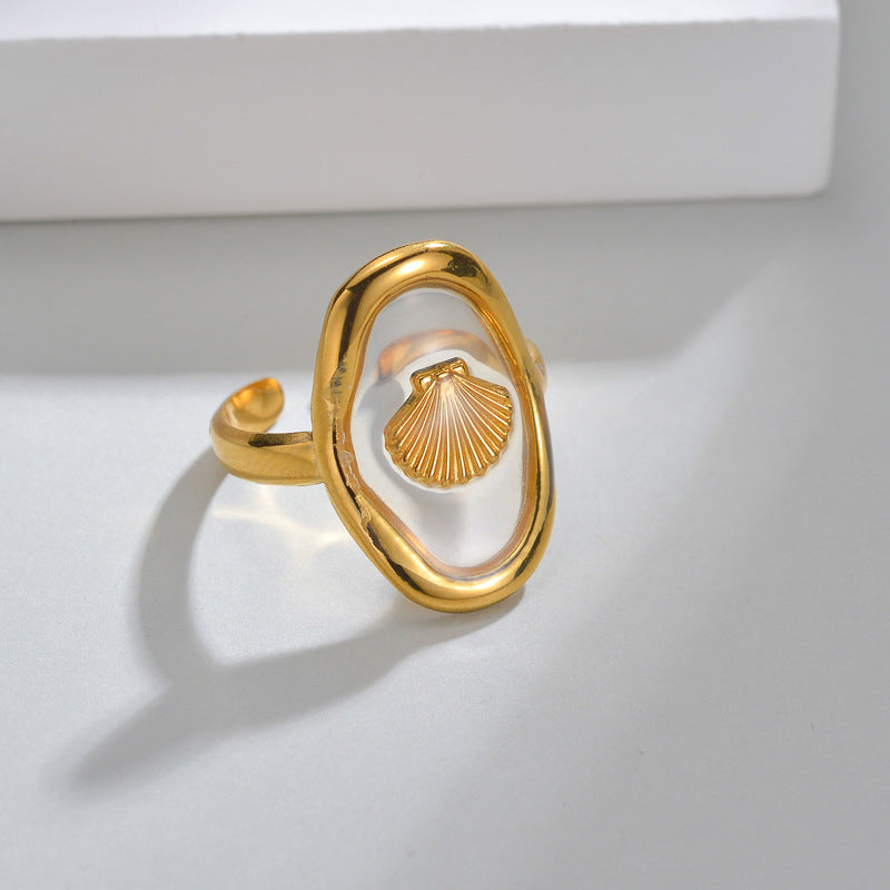 Wholesale  Stainless Steel 18K Gold Geometric Oval Ring