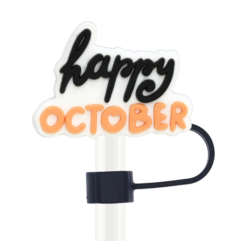 Wholesale Random 100pcs Halloween 10mm PVC Soft Straw Tube Cap ACC-SCR-RYY070