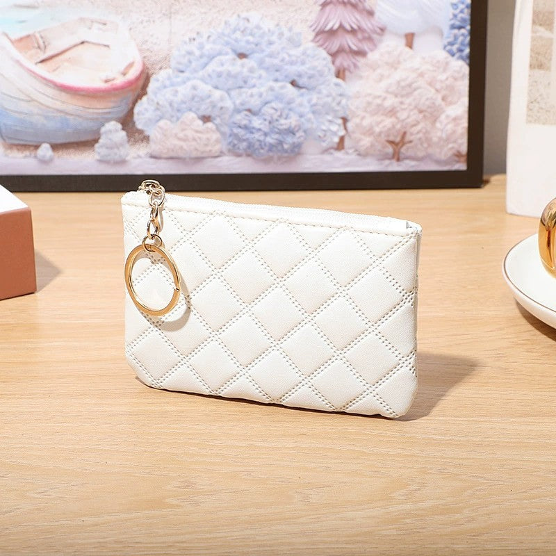 Wholesale Embossed PU Leather Coin Purse Small Wallet For Women Solid Color Card Holder And Key Pouch
