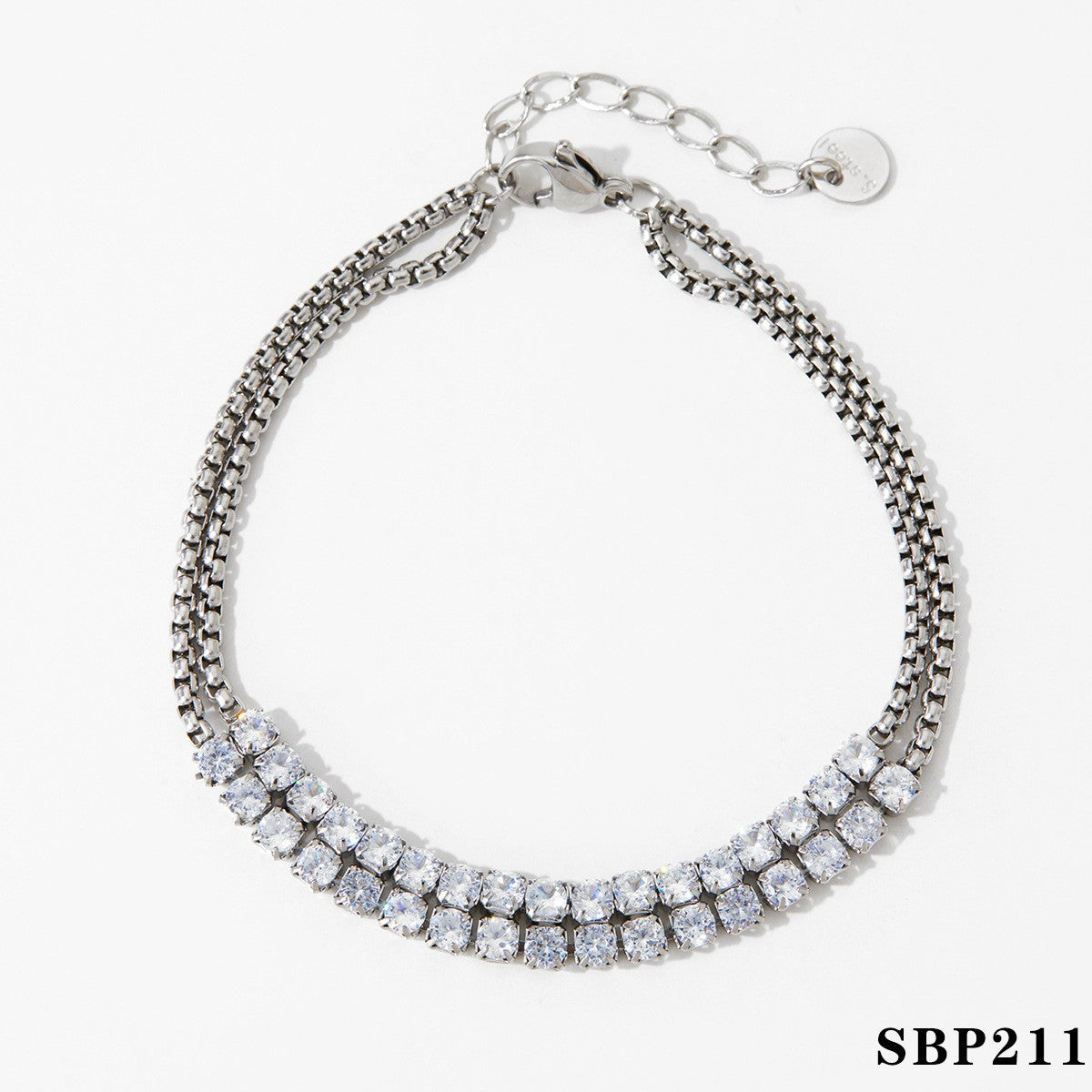 Wholesale Pearl Zircon Bracelet suit Stainless Steel Stowable Double-layer Bracelet