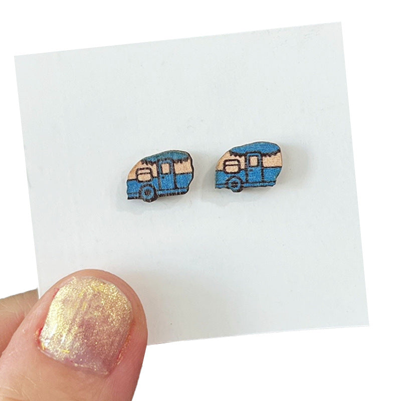 Wholesale 2 pairs/ pack Wooden sports camping hiking cycling earrings