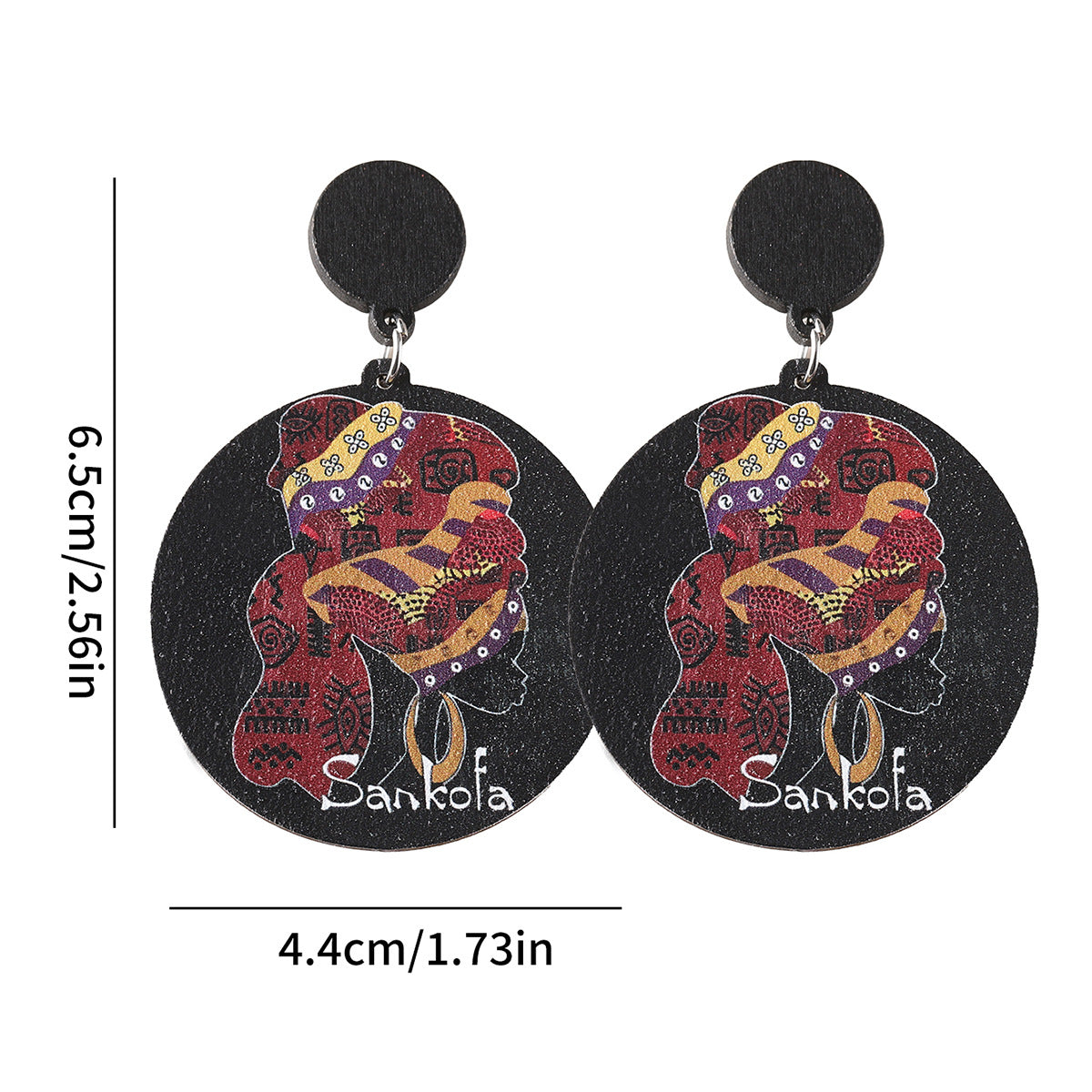 Wholesale Queen's head pendant earrings wooden double-sided earrings