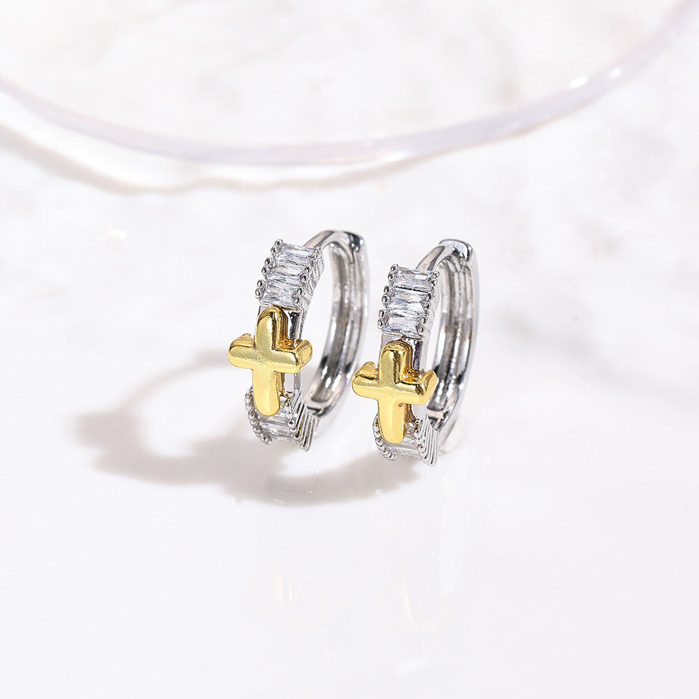 Wholesale  Two-Color Butterfly Heart Five-Pointed Star Cross Four-Leaf Clover Earrings