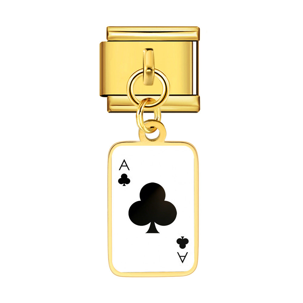 Wholesale Trendy Playing Card Pendant Stainless Steel Bracelet Fashion Accessory For Boutique Resale