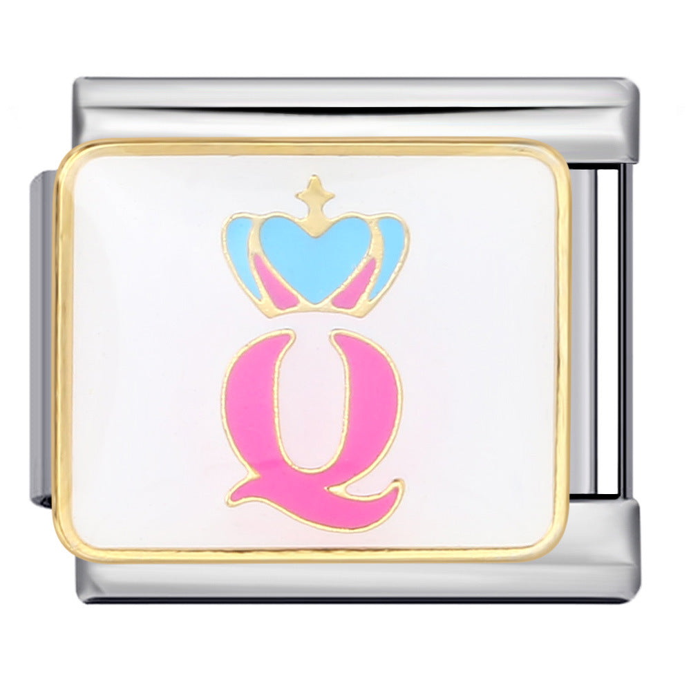 Wholesale Italian Charm Bracelet 9mm DIY Splicing Removable Color English Stainless Steel Composable Bracelet