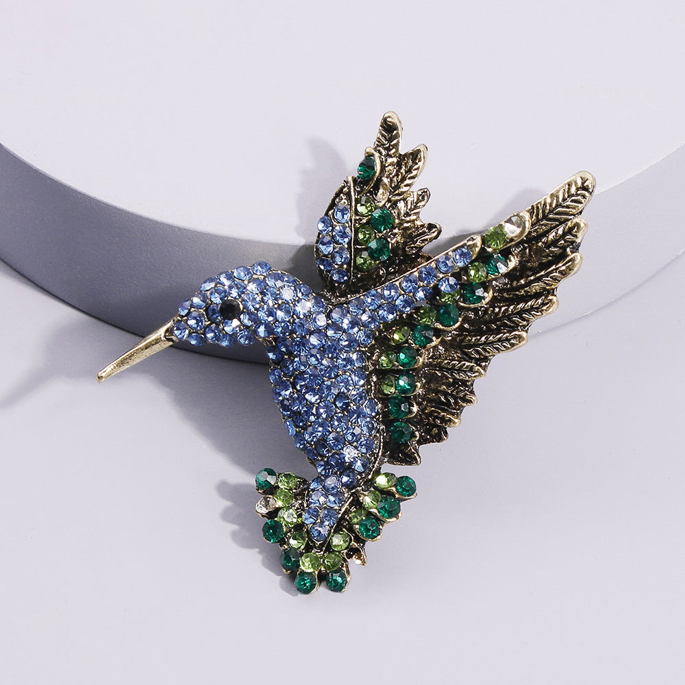 Wholesale rhinestone hummingbird brooch