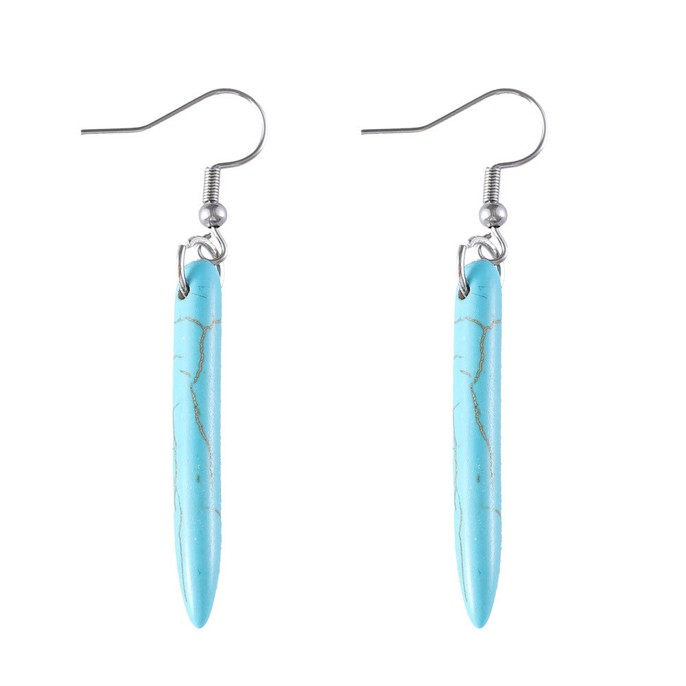 Wholesale Retro Bohemian Tassel Turquoise Pendant Earrings