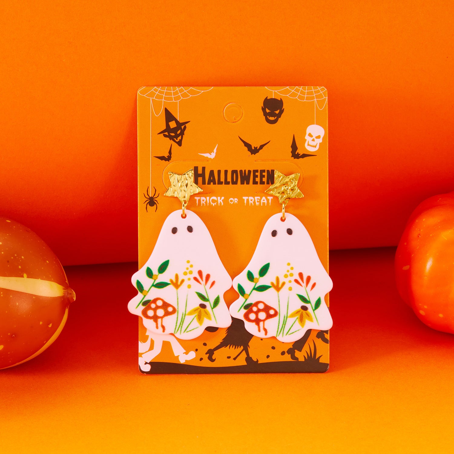 Wholesale Halloween Series Acrylic Flower Ghost Earrings