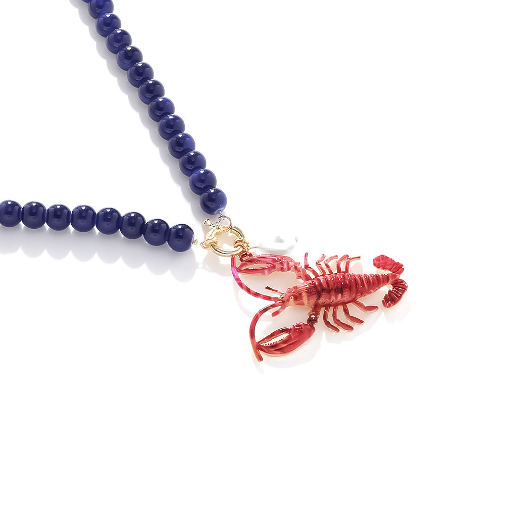 Wholesale Handmade Beaded Oil Drop Lobster Pendant Necklace