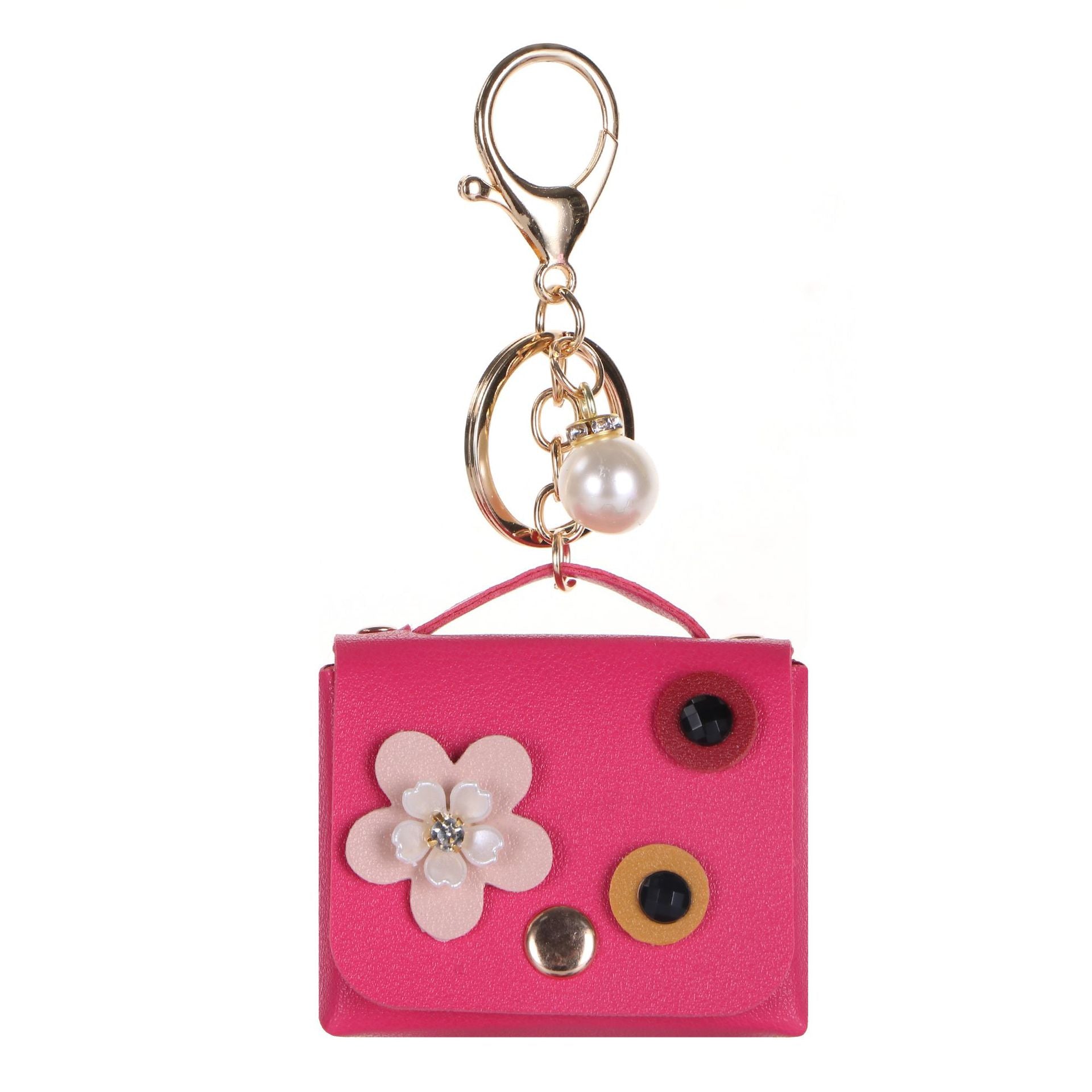 Wholesale  Leather Headphone Bag Shell Flower Diamond Pearl Bag Keychain