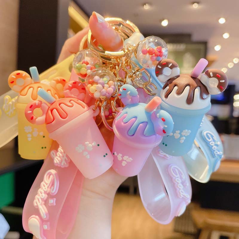Wholesale Cute Ice Cream Keychain PVC Pendant Fashion Accessory Gift for Girlfriend Car Ornament