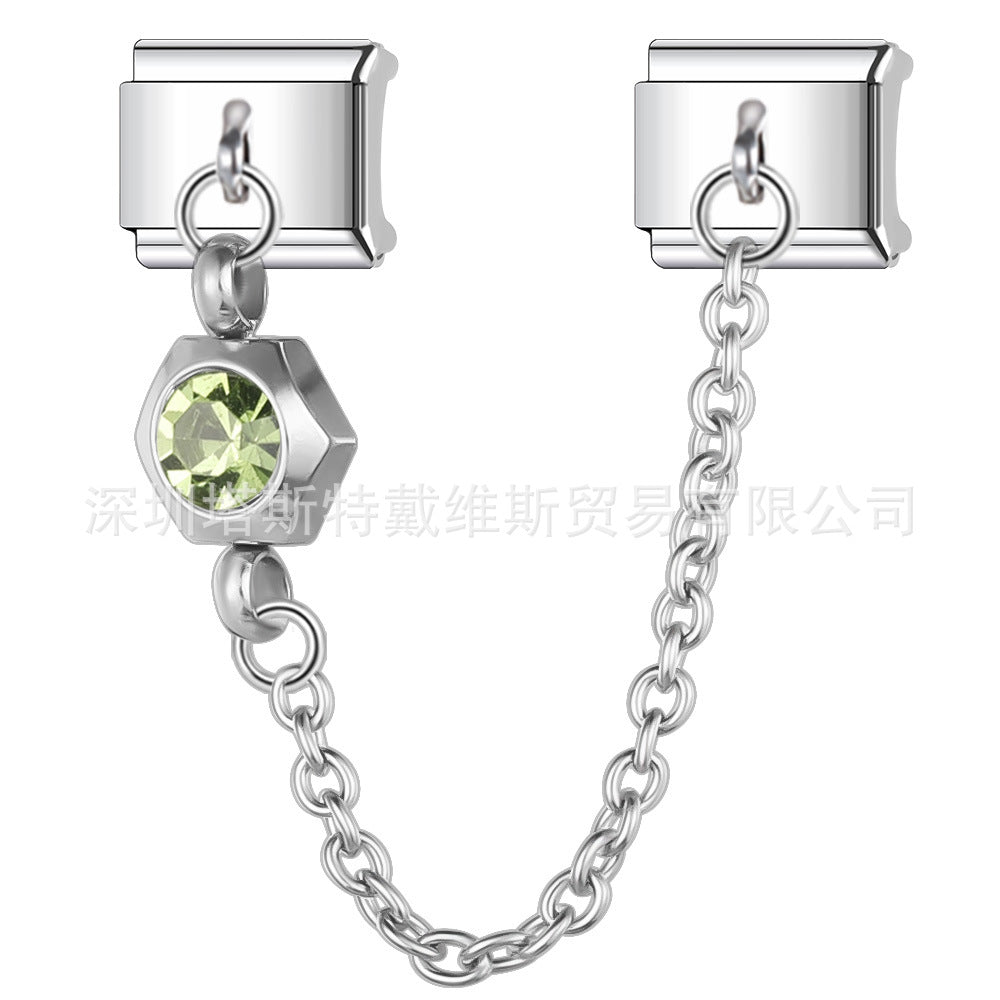 Wholesale Italian Modular Starry Sky Rhinestone Chain Bracelet,  Stainless Steel Electroplated,  Chic Jewelry Accessory for Everyday Wear