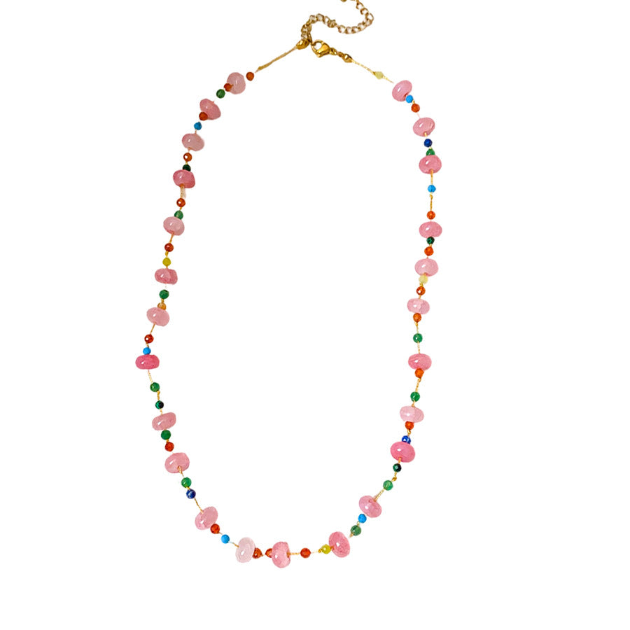Wholesale Light Luxury Sweet Glass Bead Necklace