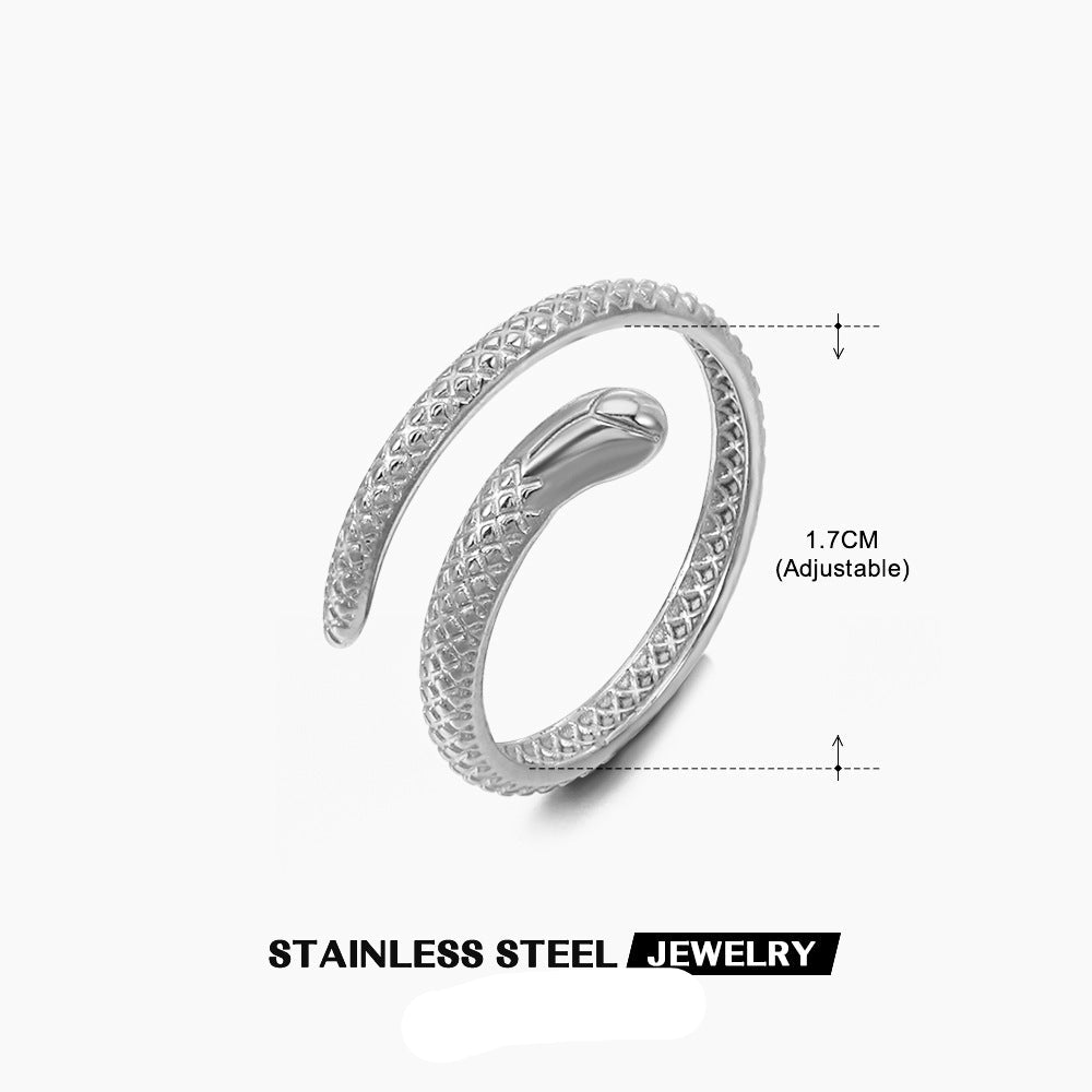 Wholesale Stainless Steel Snake Open Adjustable Ring