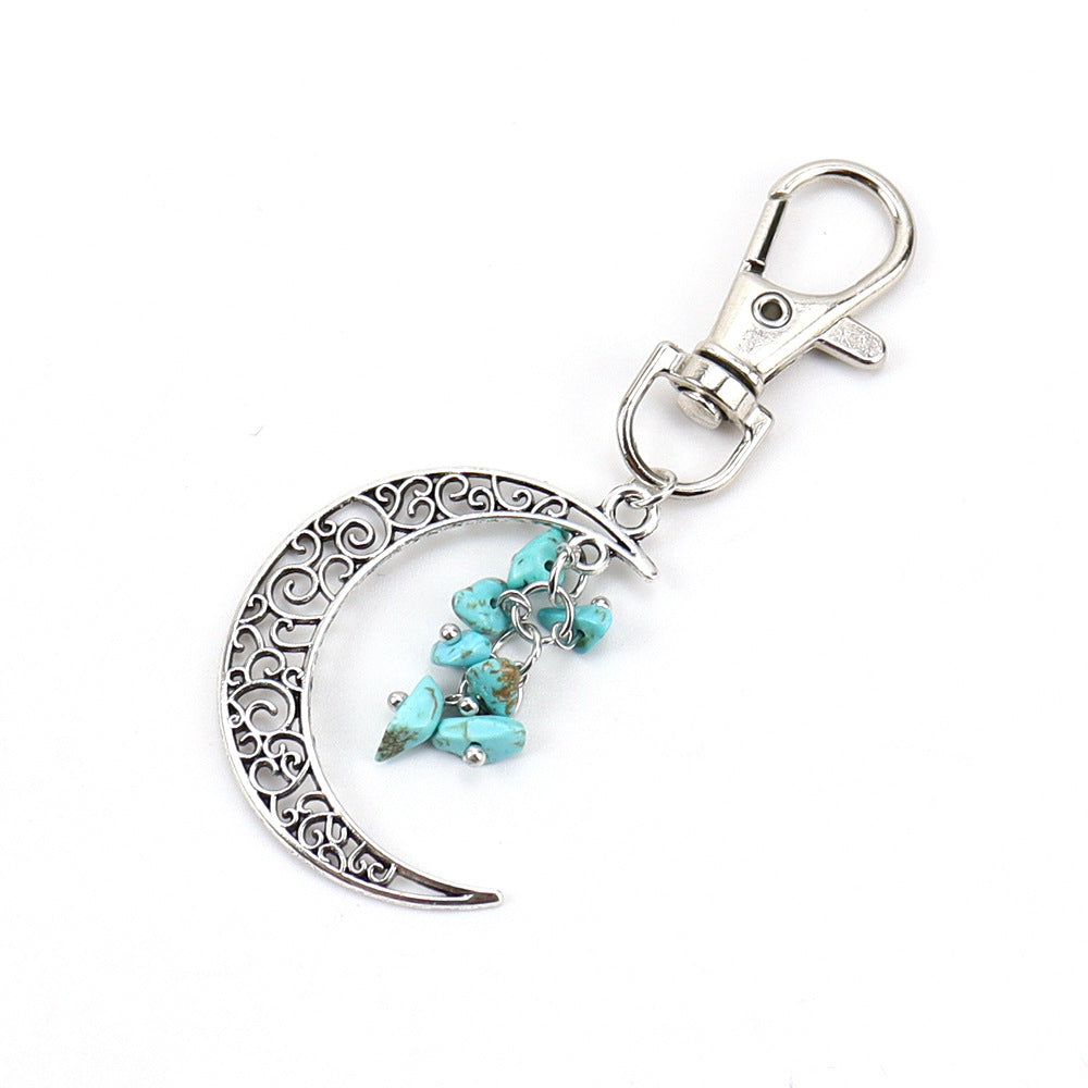 Wholesale Moon Gravel Grape Bunch Natural Crystal Rough Stone Keychain ACC-KC-HanX003