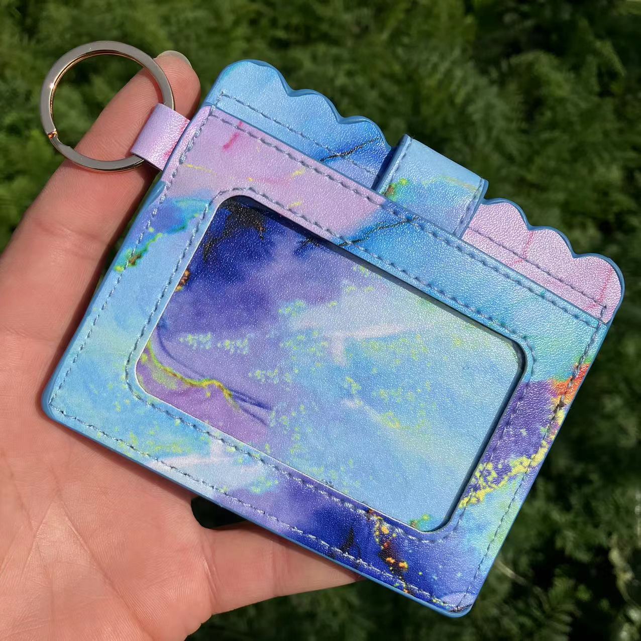 Wholesale Western Style Leopard Plaid Flower Card Holder Keychain ACC-KC-QiuXue001