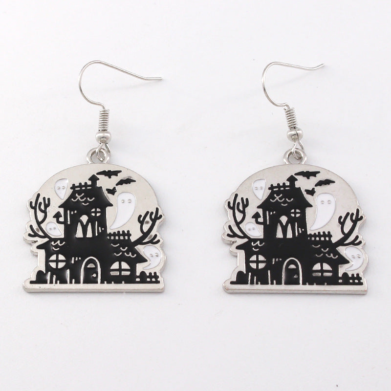 Wholesale Halloween Alternative Skull Alloy Oil Drip Earrings ACC-ES-Liyao002
