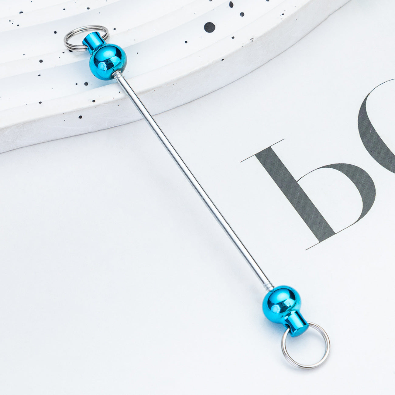 Wholesale  DIY beadable  gradient color handmade beaded keychain