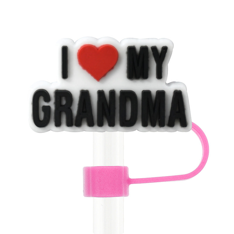 Wholesale Random 10mm 100pcs Mother's Day Straw Tube Cap Soft Glue Straw Decoration Straw Cover ACC-SCR-RYY030