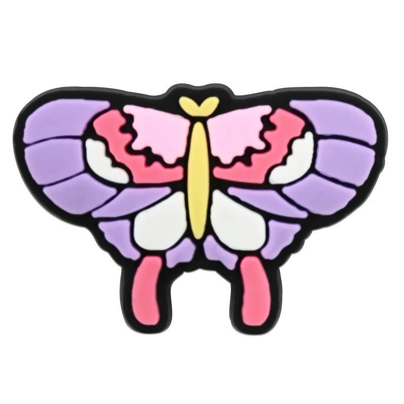 Wholesale   Random 100pcs Colorfulful Moth Series PVC Soft Rubber Shoe Buckle Decoration