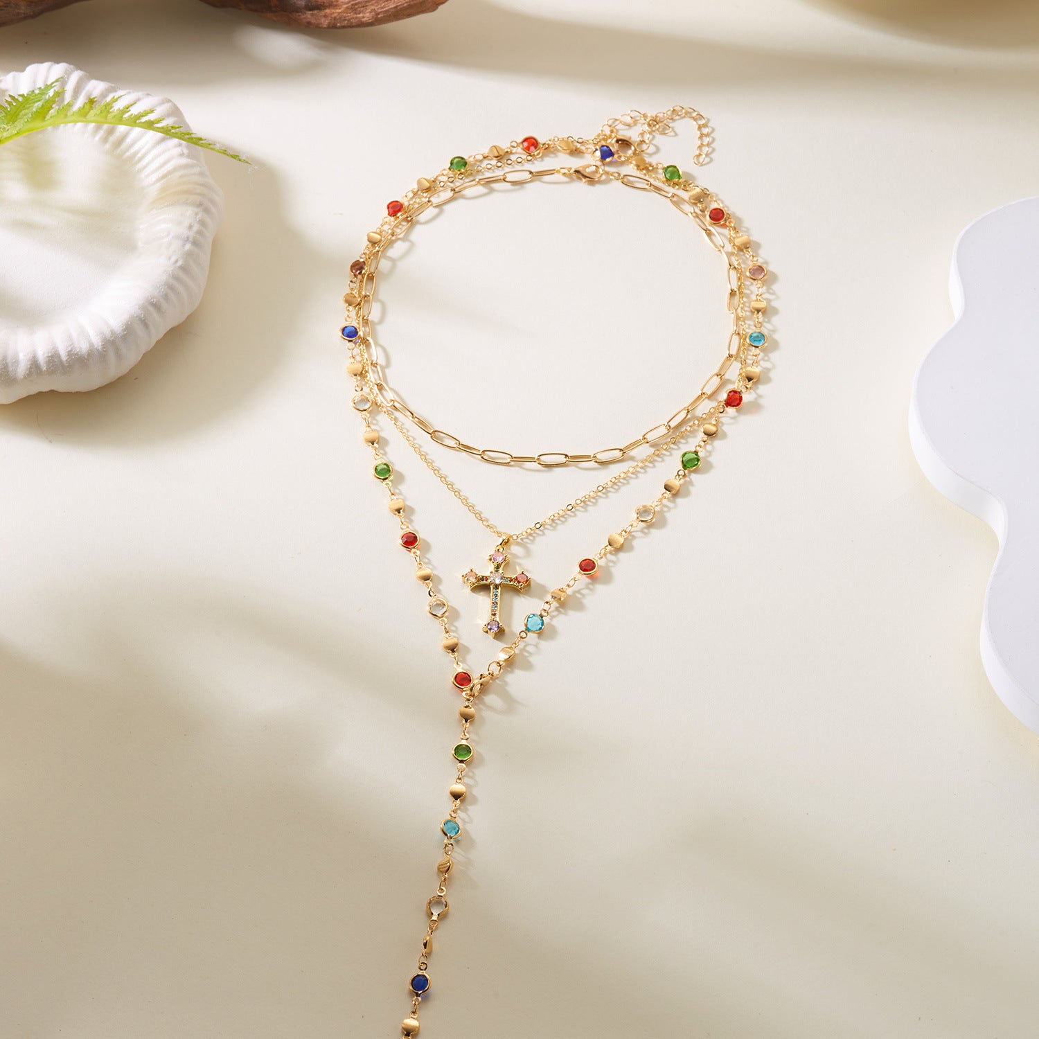 Wholesale multi-layered cross necklace