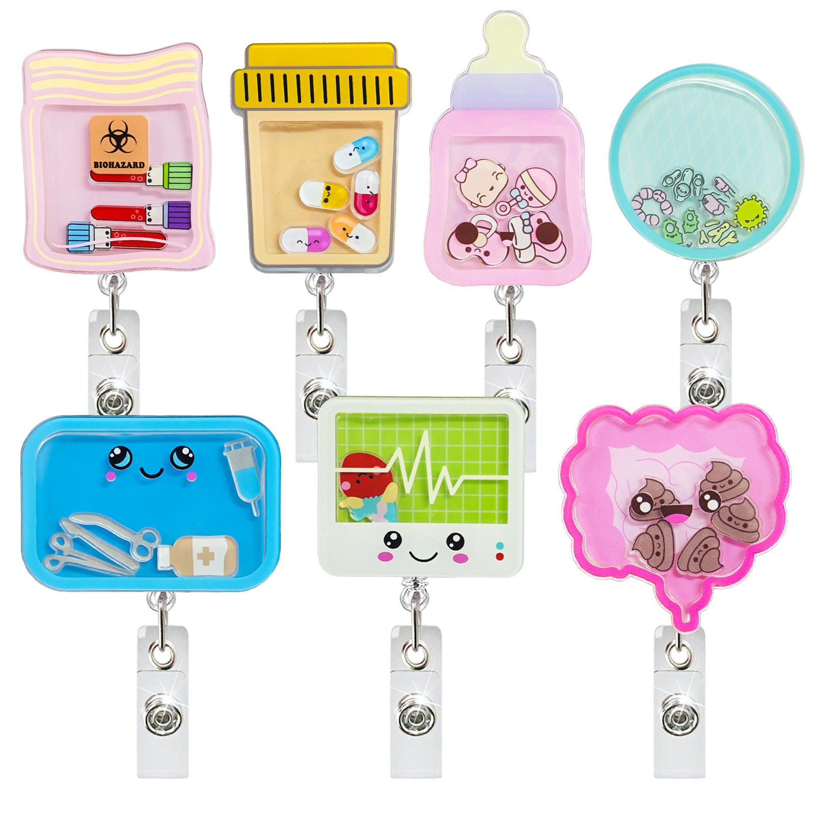 Wholesale Trendy Acrylic Badge Reel Retractable Clip for ID Badges