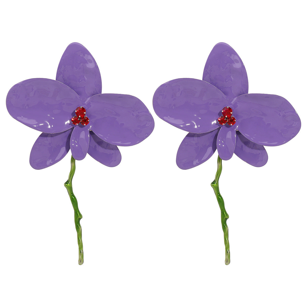 Wholesale enamel petal earrings exaggerated oil drop metal earrings for women