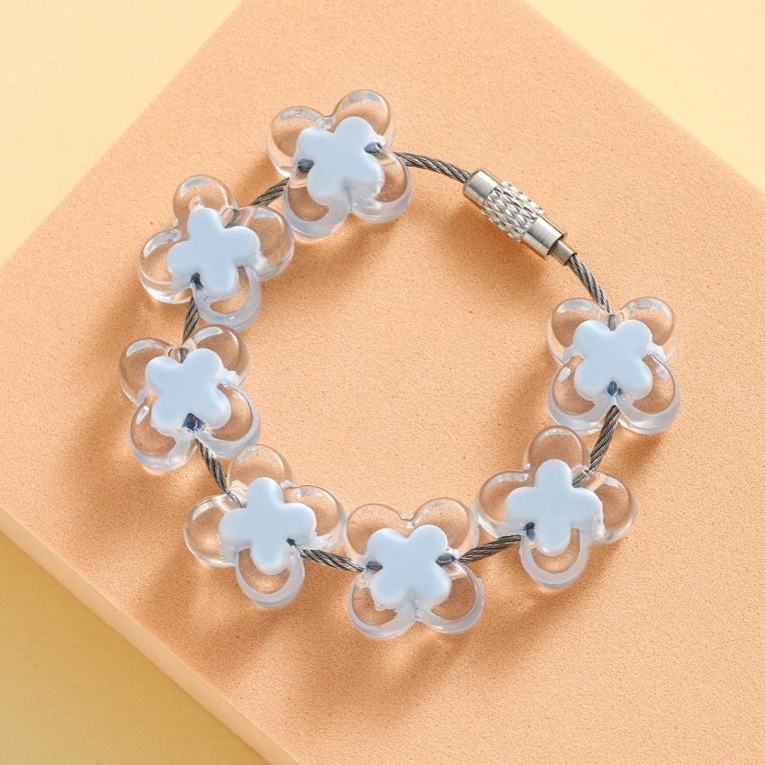 Wholesale Acrylic Dopamine Colored Flower Bracelet Keychain ACC-KC-RongRui025