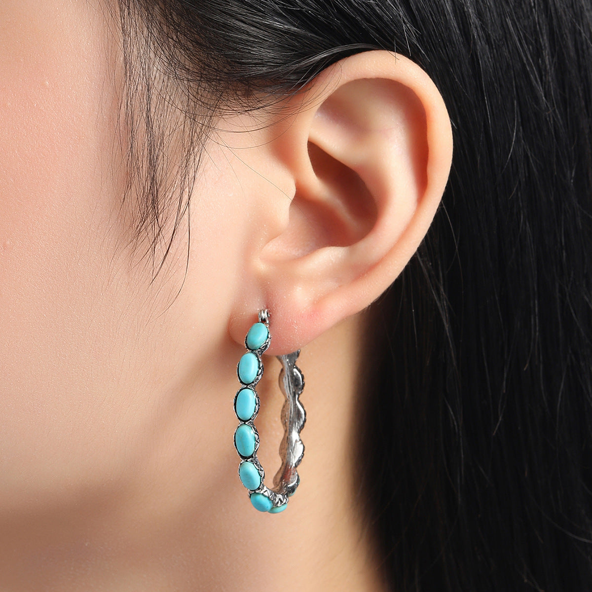 Wholesale  retro Western style Pine stone earrings