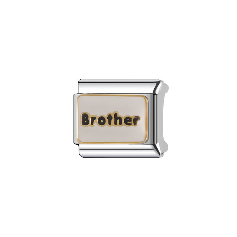 Bracelet de charme italien en gros 9 mm DIY Splicing Mots anglais Bracelet composable en acier inoxydable