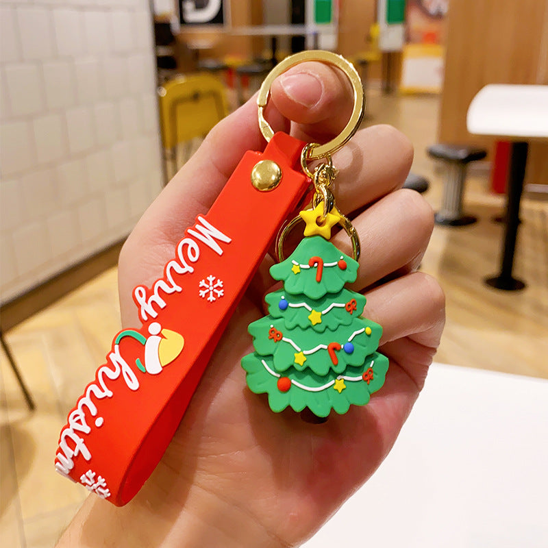 Wholesale Christmas Cartoon PVC Soft Rubber Elk Snowman Keychain Cute Keychain ACC-KC-ErLu015