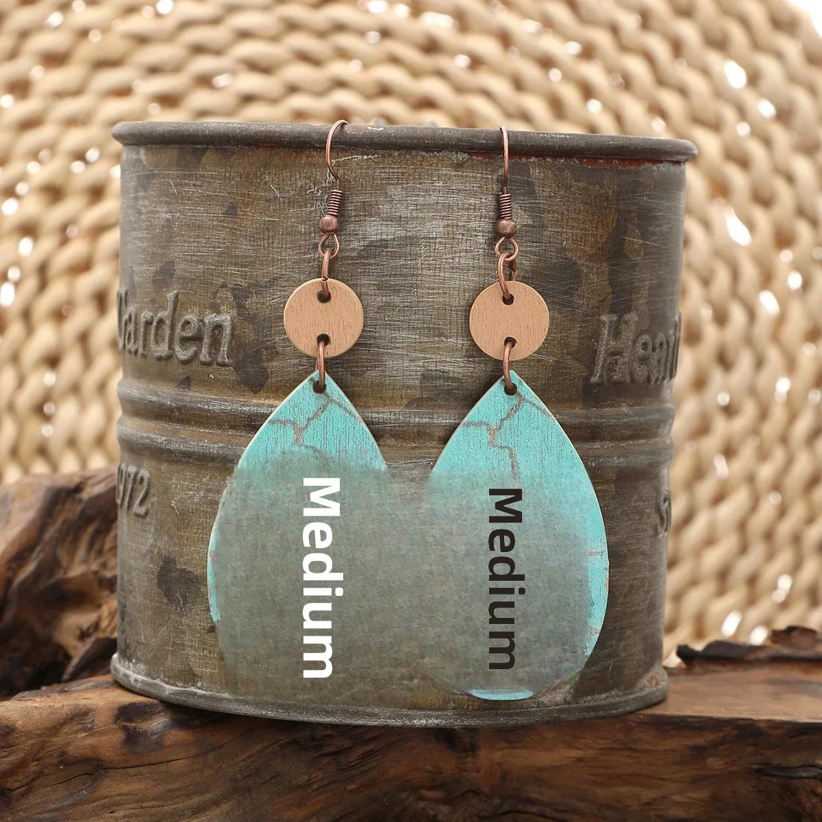 Wholesale  Western Style Hollow Out Cactus Sheep Head Pattern Irregular Shape Wooden Earrings