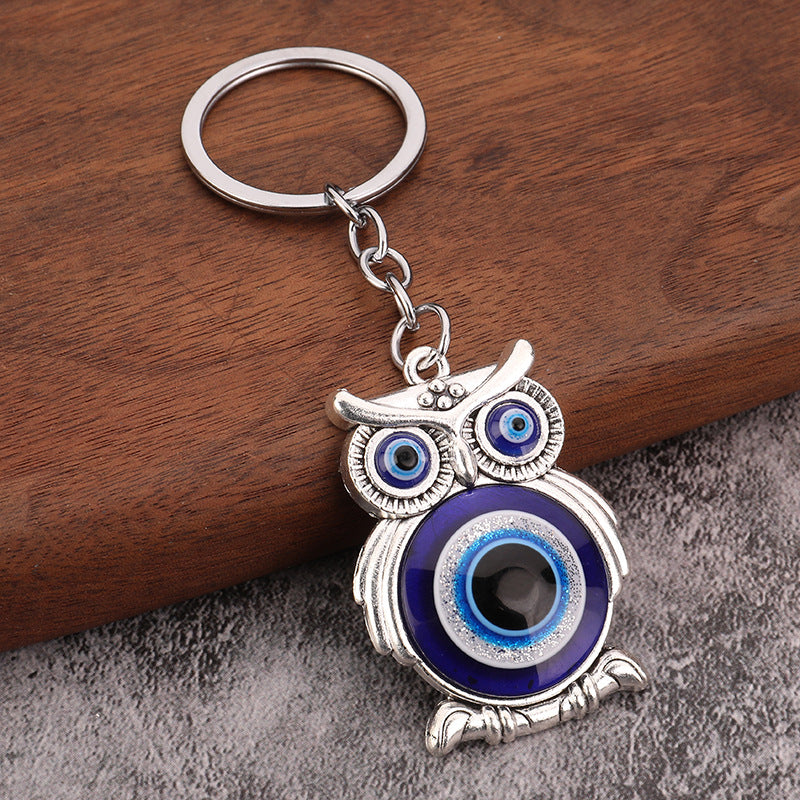 Wholesale Alloy Blue Eyes Owl Demon Eye Keychain