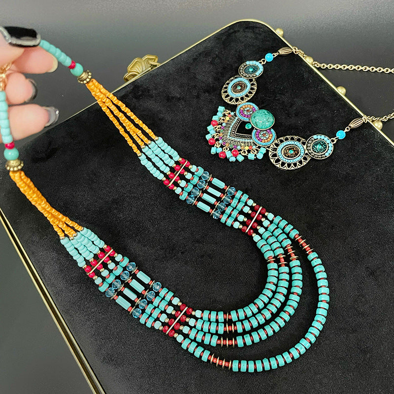 Wholesale Ethnic Bohemian Rice Beads Necklaces Earrings Jewelry Set ACC-NE-Jicai002