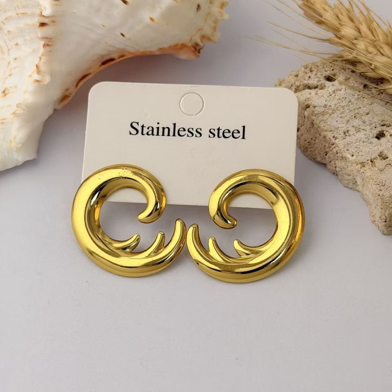 Wholesale Geometric Pleated Earrings 304 Stainless Steel Fashion Jewelry for Women
