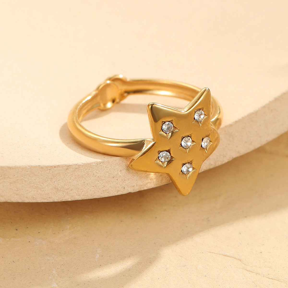 Wholesale  Light Luxury Fashion Texture Adjustable Ring Stainless Steel 18k Gold Plated Rings