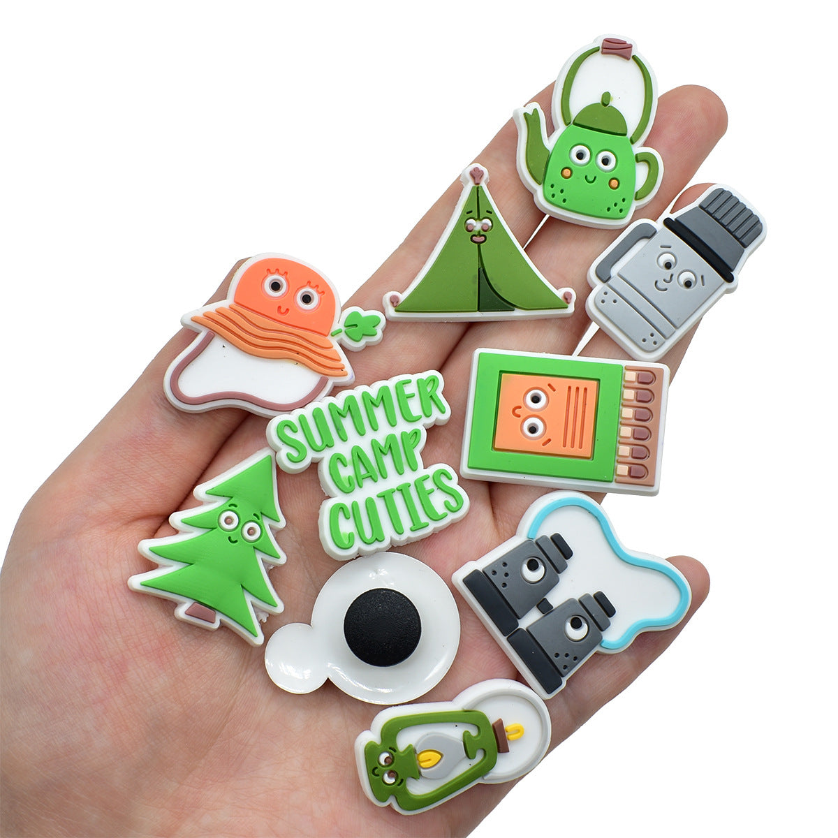 Wholesale Random 100pcs Cartoon Camping Series PVC Soft Rubber Shoe Buckle Decoration ACC-SC-RYY061