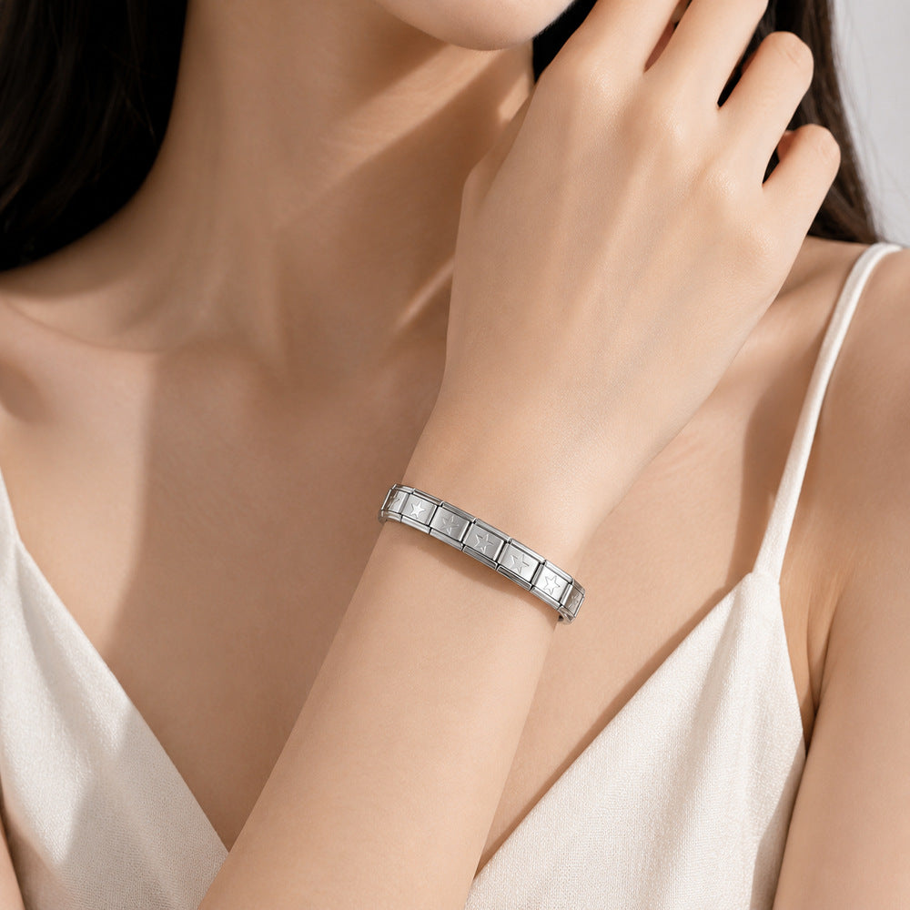 Wholesale Modern Italian Modular Stainless Steel Elastic Bracelet Unisex DIY Jewelry Accessory For Everyday Wear And Resale